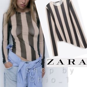 ZARA STRIPED TULLE TOP bloggers favorite